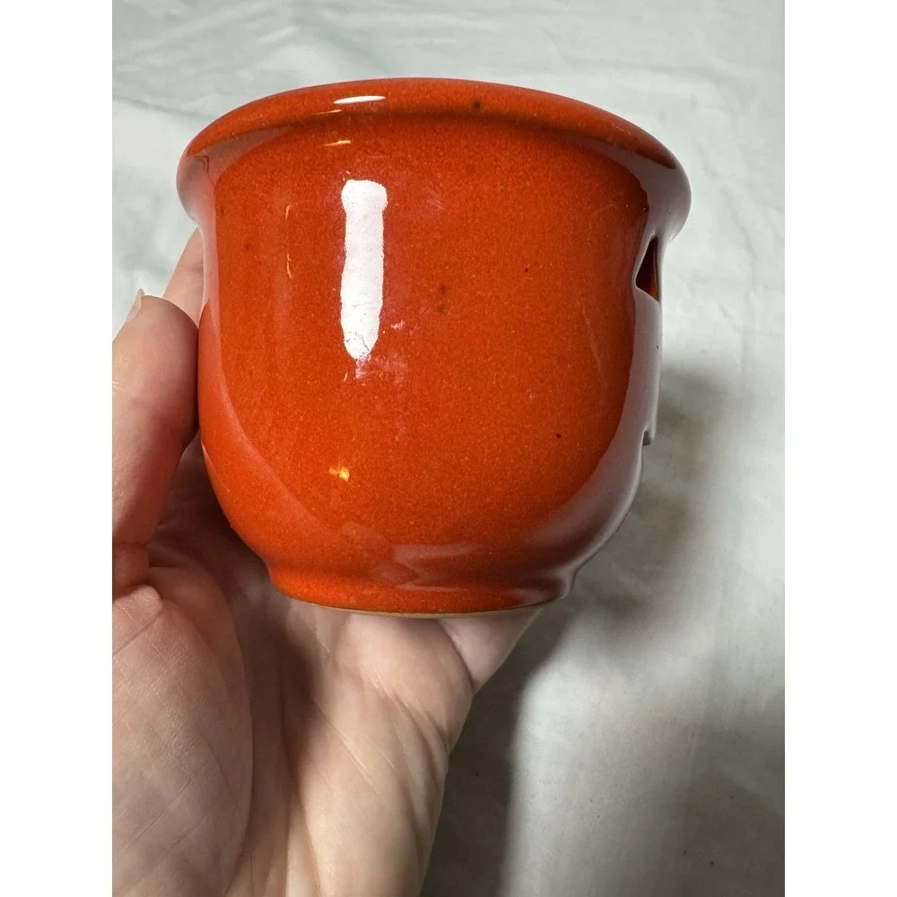 Jack-O-Lantern Halloween Pumpkin Ceramic Candle Holder Orange Pier1 Vintage